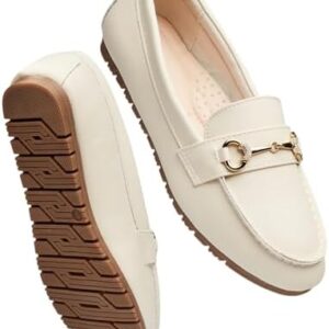 Women's Wide Loafers Casual Slip on Flat Shoes Women's Comfort Penny Loafers with Arch Support Women Dressy Moccasins