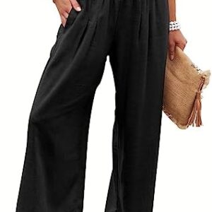 ANRABESS Women Linen Palazzo Pants Summer Boho Wide Leg High Waist Casual Lounge Pant 2025 Beach Travel Vacation Outfits