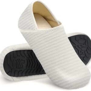 WateLves Womens & Mens Lightweight Cozy Faux Furry House Slippers - Rubber Sole Slip On Sock Shoes - Foldable Travel Slippers - Indoor & Outdoor