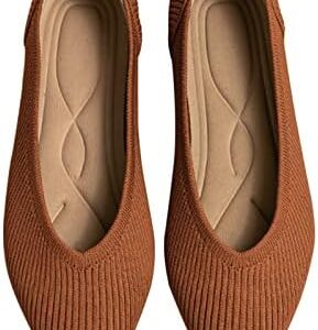 Women's Flats Shoes Pointed Toe Knit Ballet Comfortable Dressy Slip On Flat