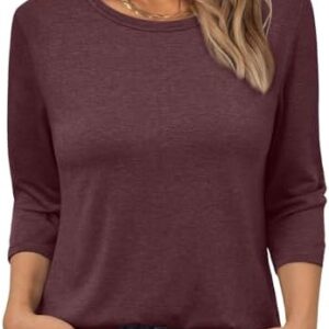 AUTOMET Womens Tops 3/4 Length Long Sleeve Shirts Fall Clothes Business Casual Dressy Blouse Loose Fit Basic Tee Trendy