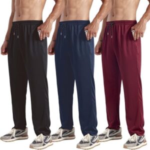 ZH 3-Pack Men's Mesh Jogger Pants, Comfortable Athletic Pants with Pockets for Active Wear, Lightweight & Breathable