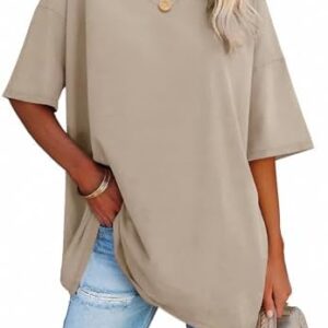 ATHMILE Womens Summer Oversized Shirts V Neck Business Casual Workout Tops Beach Vacation 2025 Gym Clothes