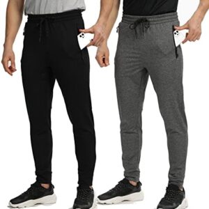 Men's Jogger Sweatpants with Zipper Pockets Track Joggers Workout Gym Sweat Pants for Men(1 Pack/2 Pack)