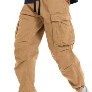 WZIKAI Mens Casual Joggers Pants Cotton Elastic Waist Drawstring Cargo Pants Fashion Athletic Outdoor Jogging Sweatpants