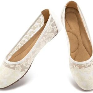 Ballet Flats for Women Shoes: Black 8 Comfortable Breathable Lace Dressy Flats - Ladies Wedding Flat Casual Work Shoes