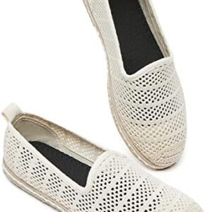 BABUDOG Women's Breathable Mesh Flats Shoes, Soft Loafers Flats, White Slip on Shoes Loafer