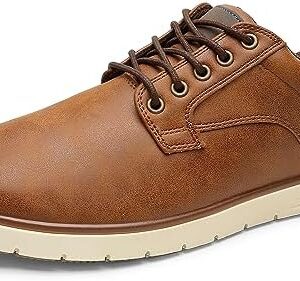 Men's Casual Dress Sneakers Lace Up Formal Oxfords Dress Shoes for Men Slip-on Comfortable Brown Shoes for Bussiness/Travel/Work