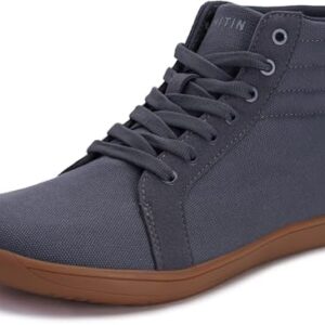 WHITIN Men's Wide Hi-top Minimalist Barefoot Sneakers | Zero Drop Sole | Cushioned Ankle Support