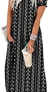 ANRABESS Women's Summer Casual Loose Short Sleeve Long T Shirt Dress Split Maxi Beach Sundress Travel Vacation Outfits