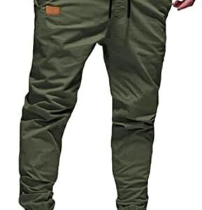 JMIERR Mens Casual Joggers Pants - Cotton Drawstring Chino Cargo Pants Hiking Outdoor Twill Track Jogging Sweatpants Pants