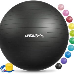 APEXUP Yoga Ball Exercise Ball, Pilates Ball, Anti Slip Stability Ball, Heavy Duty Gym Ball for Fitness, Balance, Core Workout, Physical Therapy
