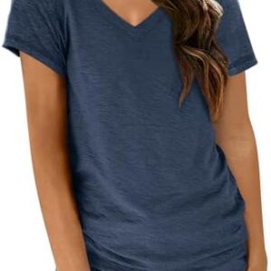 AUTOMET T-Shirts Short Sleeve V Neck Tees Tops for Women Fashion Trendy Lightweight Soft Casual Summer Outfits Clothes 2025