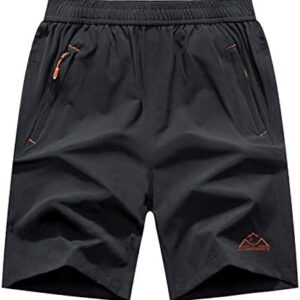 Rdruko Men's Quick Dry Hiking Shorts Lightweight Running Gym Outdoor Active Shorts with Zipper Pockets