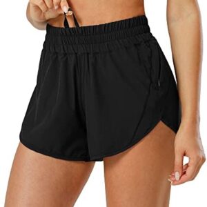 Aurefin Athletic Shorts for Women,Women's Quick Dry Workout Sports Active Running Track Shorts with Elastic and Zip Pockets
