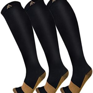 FuelMeFoot 3 Pack Copper Compression Socks - Compression Socks Women & Men Circulation - Best for Medical,Running,Athletic