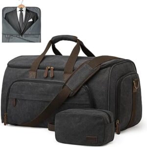 S-ZONE Carry On Garment Bag for Travel Convertible Garment Duffle Bag Suit Bags for Men Women Travel 2 in 1 Hanging Suitcase Business Travel Bag with Toiletry Bag, Black, 50l