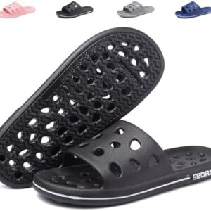 FINLEOO Shower Shoes for Women Men, Comfortable Arch Support Quick Drying Pool Slides, Non-Slip Beach Sandals Bathroom Travel College Dorm Shower Slippers