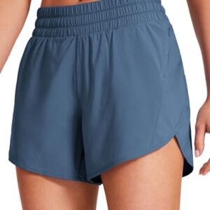 CRZ YOGA Womens Mid Waisted Running Shorts Liner - 5'' Quick Dry for Athletic Sport Workout Track with Zip Pocket