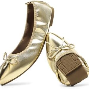 DREAM PAIRS Women's Foldable Flats Shoes Pointed Toe Ballet Flats Bowknot Comfort Slip on Dress Shoes