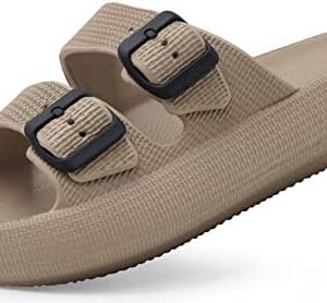 Weweya Sandals for Women and Men - Pillow Slippers - Double Buckle Adjustable Slides - EVA Flat Sandals