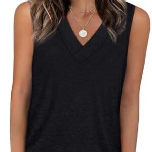 WIHOLL Tank Tops for Women Summer V Neck T Shirts Trendy Sleeveless Basic Tee Loose Fit 2025 Fashion