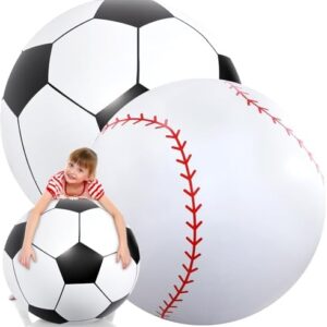 Lewtemi 2 Pcs 27 Inch/ 40 Inch Giant Inflatable Sports Balls Large Inflatable Beach Ball Inflatable Ball for Summer Pool Outdoor Activity Games Toys