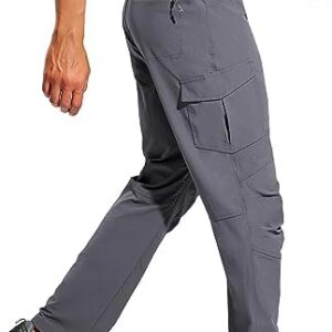 Haimont Men's Lightweight Hiking Pants with 6 Pockets Nylon Quick Dry Outdoor Travel Cargo Pant for Men, Water Resistant