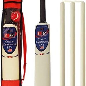 Junior Cricket Bat Set Wooden Gift Size 4, 6 Includes Stumps Ball Bat Carrying Bag