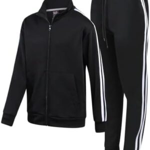 Boys' Tricot Jogger Set - 2 Piece Active Performance Zip-Up Tracksuit Set (Size: 4-18)