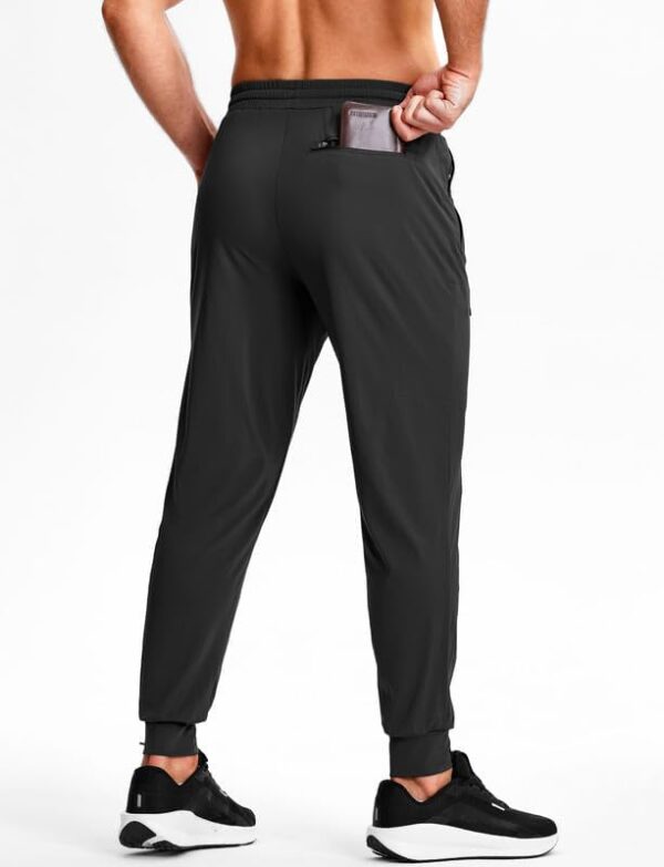 Men's Athletic Joggers with Zipper Pockets Stretch Tapered Running Sweatpants Gym Jogging Workout Pants for Men - Image 3
