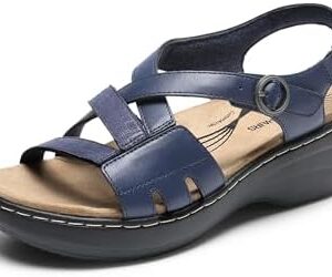 DREAM PAIRS Women's Comfortable Arch Support Wedge Sandals Open Toe Summer Walking Shoe