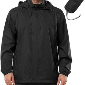 Outdoor Ventures Men's Rain Jacket Waterproof Lightweight Packable Rain Shell Raincoat with Hood for Golf Hiking Travel