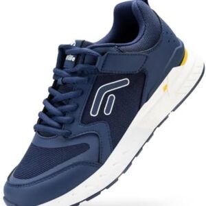 FitVille Men's Walking Shoes Wide Width Diabetic Shoes Orthopedic Sneaker Hook and Loop Running Shoes for Flat Feet Plantar Fasciitis - Rebound Core V7