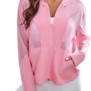 GORGLITTER Women's Zip Up Athletic Hoodies Fishnet Jacket Mesh Lightweight Workout Track Jackets