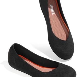 ATHMILE Women's Flat Ballet Shoes Knit Flat Shoes for Women Round Toe Slip on Women Flats for Dressy Casual Office Work Wedding Comfort Soft