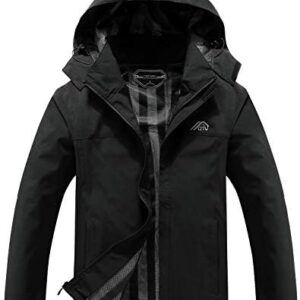 OTU Men's Lightweight Waterproof Hooded Rain Jacket Outdoor Raincoat Shell Jacket for Hiking Travel