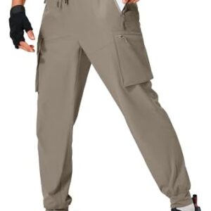 Men's Hiking Pants Cargo Lightweight Quick Dry Elastic Waist Golf Joggers with Zipper Pockets Water Resistant