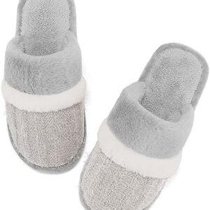 Women's Fuzzy Memory Foam Slippers Warm Gifts Trendy House Slippers Anti-Skid Rubber House Shoes for Women Mom Girlfriend Indoor Outdoor