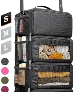Suitcase Organizer, Travel Luggage Organizer Hanging Shelves Packing Cube Closet/Collapsible Portable Travel Organizer for Carry-on