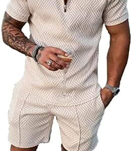 BIRW Mens Short Sets 2 Piece Outfits Polo Shirt Fashion Summer Tracksuits Casual Set Short Sleeve and Shorts Set for Men