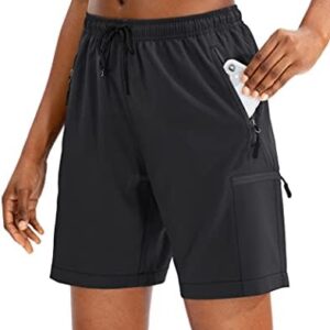 SANTINY Women's 5''/ 7''/9'' Hiking Cargo Shorts Quick Dry Lightweight Summer Shorts for Women Athletic Golf Zipper Pockets