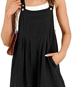 ANRABESS Women's Summer Casual Rompers Bib Short Overalls Loose Linen Jumpsuit Beach Outfits Travel Vacation Clothes