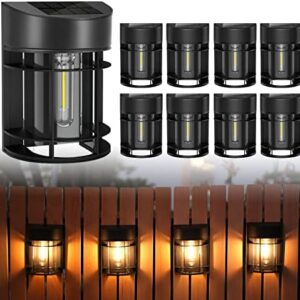 Solar Fence Lights Outdoor, 8 Pack Waterproof Solar Lights Outdoor, Outdoor Solar Light Fence Light for Garden Fence Post Step Stair Backyard