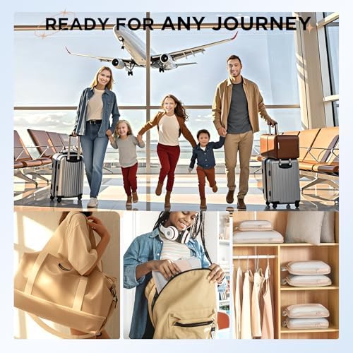 OlarHike 10 Set Compression Packing Cubes for Travel Women Mom,Luggage Clothes Storage Gifts for Travelers,Airplane/Cruise/Car/Train Travel Essentials,Compressible Expandable Saver Space Bags(Beige) - Image 9