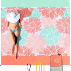 Beach Blanket Waterproof Sandproof Extra Large Beach Mat 79" X 83"/120"x108"for 1-8 Adults Quick Drying Durable Outdoor Picnic Mat for Beach Travel Camping Hiking