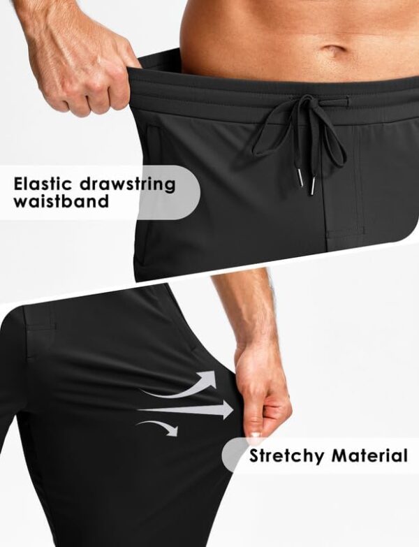 Men's Athletic Joggers with Zipper Pockets Stretch Tapered Running Sweatpants Gym Jogging Workout Pants for Men - Image 4