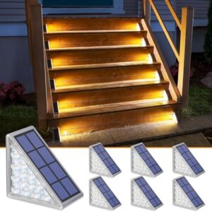 NIORSUN Solar Step Lights for Outside,6 Pack Warm White Solar Stair Lights Outdoor Waterproof IP67 Auto On Off,Solar Lights for Steps,Stair,Patio,Yard,Porch,Front Door,Sidewalk,Deck Decor