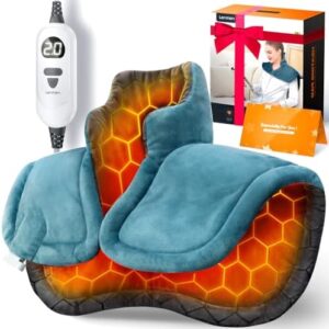 Graphene-Infused Heating Pad 3X Deeper Pain Relief, Weighted Instant Heating Pads for Neck and Shoulders, Heated Wrap w/ 6 Heat Options 4 Auto-Off Timer, Gifts for Mom Women Christmas Birthday