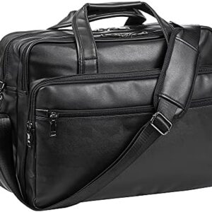 seyfocnia Leather Laptop Bag, Men's 15.6 Inche 17.3 Inche Messenger Briefcase Business Satchel Computer Handbag Shoulder Bag